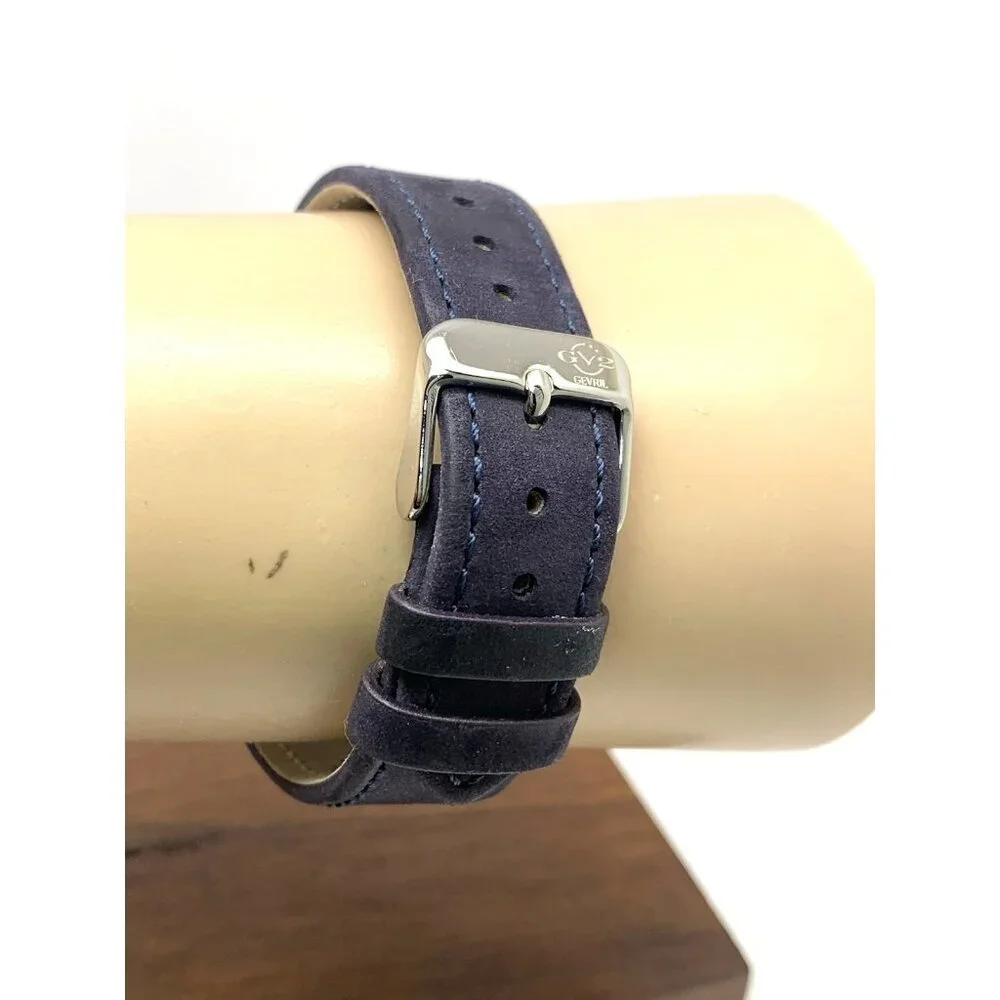 GV2 by Gevril Women's Watch 9260 Swiss Quartz Mother of Pearl Dial Blue Leather
